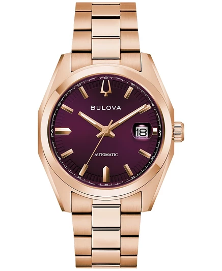 Мужские классические часы Bulova Surveyor с автоматическим управлением из розового золота с браслетом из нержавеющей стали диаметром 39 мм из розового золота