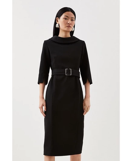 Женское платье миди-карандаш с круглым вырезом Karen Millen, черное