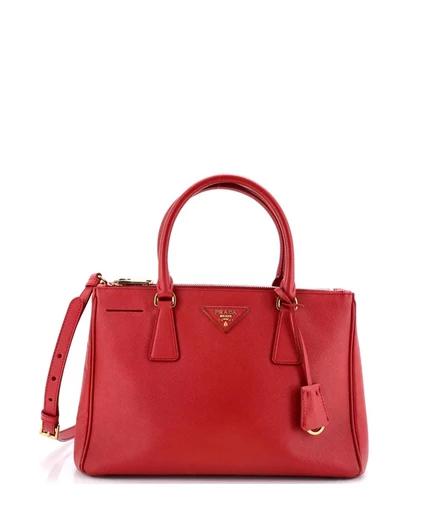 Женская сумка Prada Galleria средняя кожа Saffiano, красная