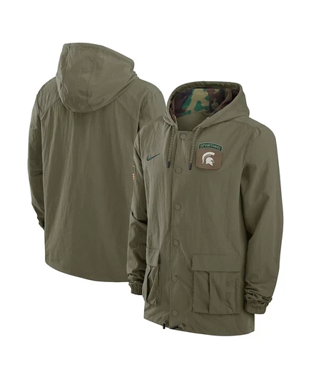 Мужская куртка Nike Michigan State Spartans на кнопках, оливково-камуфляжная