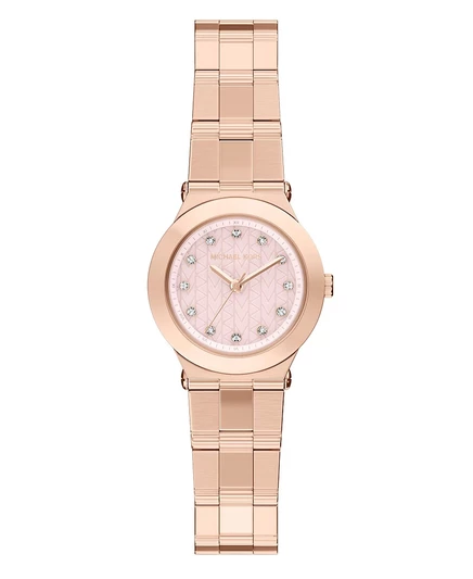 Женские часы Michael Kors Billie с тремя стрелками из нержавеющей стали цвета розового золота, 26 мм, розовые