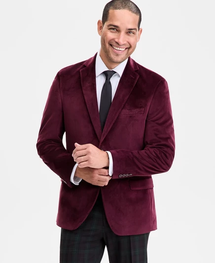 Мужское приталенное спортивное пальто из бархата, эксклюзивно в Macy's burgundy
