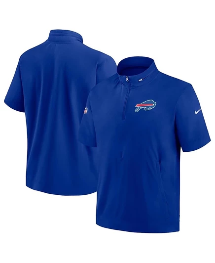 Мужская толстовка Nike Royal Buffalo Bills Sideline Coach с коротким рукавом и застежкой на четверть молнии blue