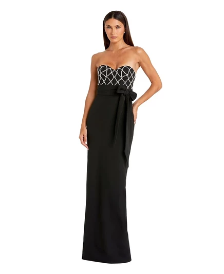 Женское платье Mac Duggal из крепа с бантом, черное