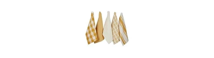 Коллекция Design Imports Everyday Basic Kitchen Большой тканый хлопковый набор кухонных полотенец, 18x28 дюймов, Медово-золотистый, 5 оттенков желтого