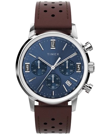 Мужские часы Timex с хронографом из коричневой кожи, 40 мм