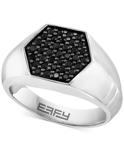 Мужское кольцо EFFY Hexagon с черным сапфиром, серебристое
