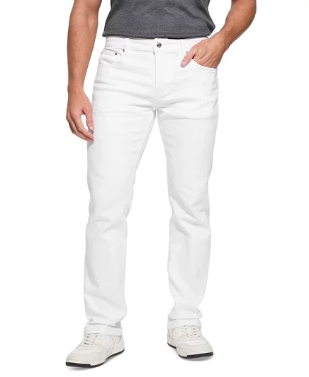 GUESS GUESS Мужские зауженные прямые белые джинсы из денима optic white