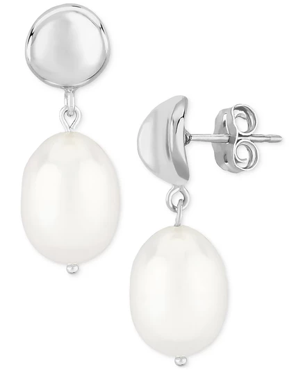 Серьги Macy's с жемчугом 8×10 мм, белое золото
