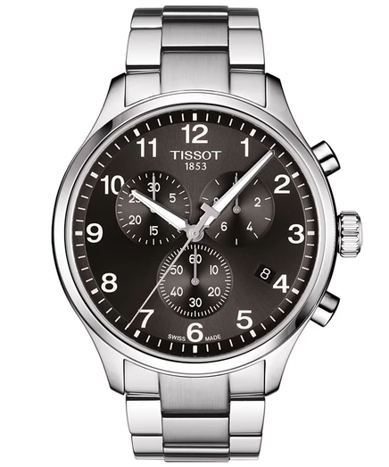 Мужские часы Tissot Chrono XL Classic 45 мм, с стальным браслетом