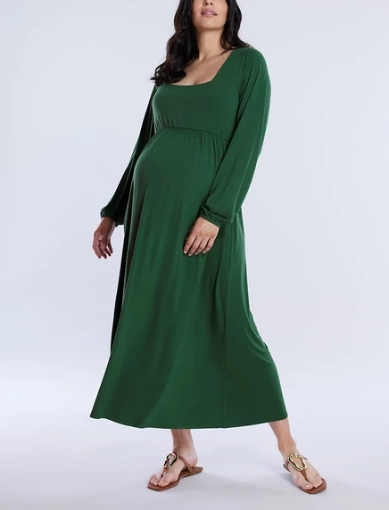 Платье для беременных Motherhood Maternity макси, зеленое