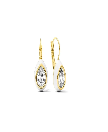 Серьги Alv Jewels Enamel Cz Pear Drop, белые