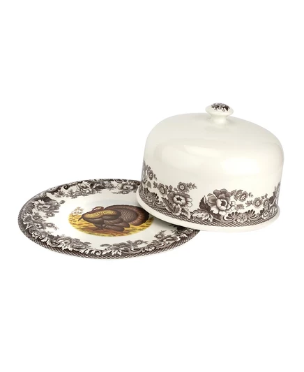 Сервировочное блюдо Spode Woodland Turkey с куполом, коричневое