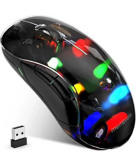 беспроводная мышь memzuoix 2.4G LED, Перезаряжаемая эргономичная мышь со съемным чехлом, 1200 точек на дюйм, Портативная оптическая компьютерная мышь с USB-приемником для ноутбуков, ПК, настольных компьютеров и MacBook, 5 кнопок черного цвета