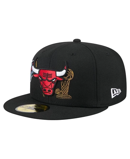Мужская черная приталенная шляпа Chicago Bulls State Stitch 59 размера New Era State Stitch 59 размера. black