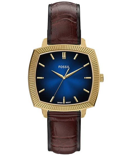 Мужские часы Fossil Nick Jonas x Machine Luxe Vignette коричневого цвета из кожи Кроко, 37 мм
