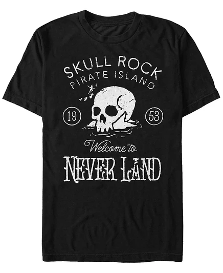 Мужская футболка с коротким рукавом в винтажном стиле Disney Peter Pan Skull Rock, черная