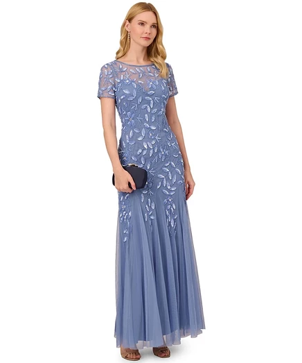 Женское платье Adrianna Papell Floral-Beaded, синее