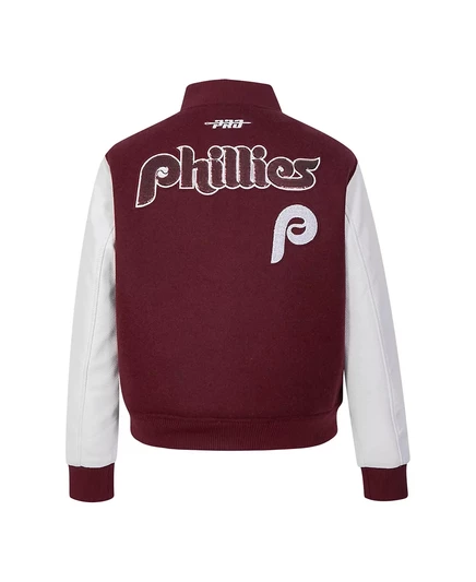 Женская шерстяная университетская куртка Pro Standard бордового цвета от Philadelphia Phillies Game Day Classics burgundy