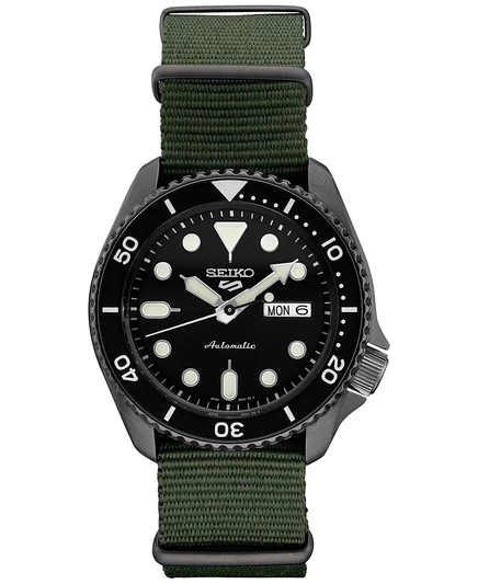 Мужские часы Seiko Automatic 5 Sports 42,5 мм, зеленый ремешок