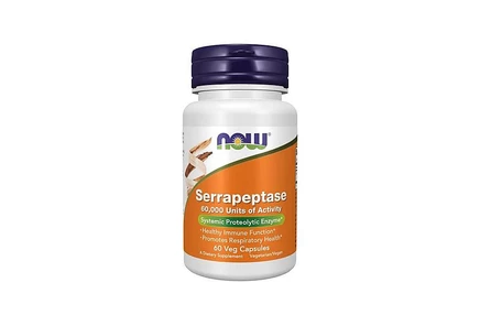 Добавка NOW Foods Serrapeptase 60 000 ЕД, 60 вег. капсул