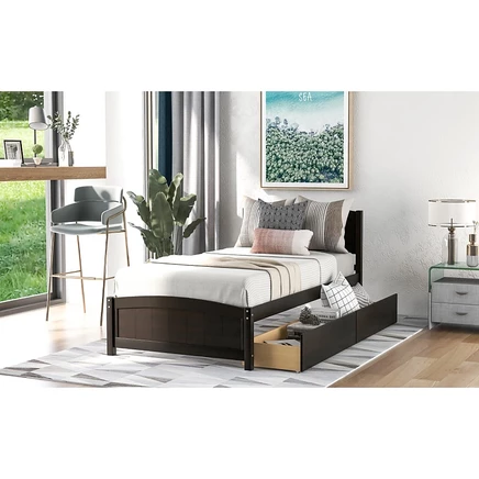 Кровать-платформа Streamdale Furniture Twin с 2 ящиками, коричневая