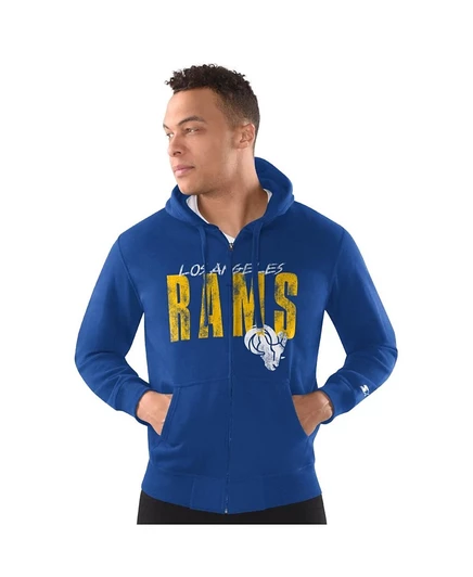 Мужская толстовка с капюшоном Royal Los Angeles Rams в классическом стиле на молнии