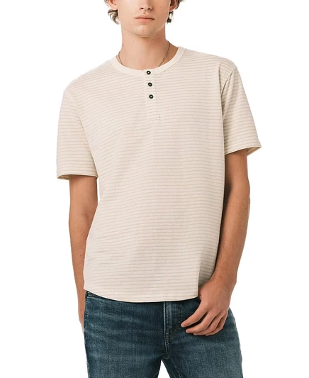 Мужская полосатая футболка Henley с коротким рукавом Buffalo David Bitton, белая