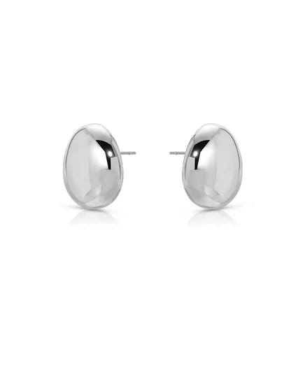 Серьги-гвоздики с полированной галькой Ettika rhodium