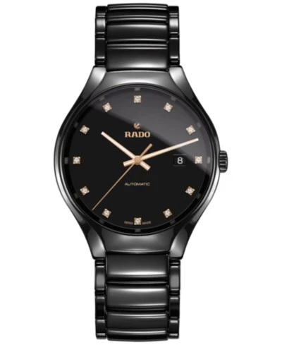 Унисекс часы Rado True Diamond керамика 40 мм, черные