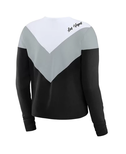 Женская черно-серебристая футболка с шевроном Las Vegas Raiders Chevron Tri-Blend с длинным рукавом от Erin Andrews от Erin Andrews. black, silver