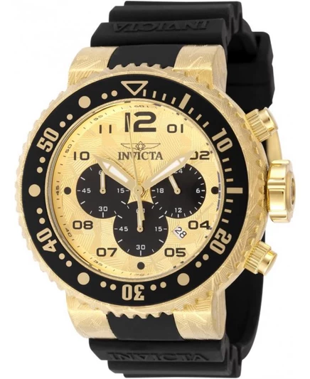 Мужские кварцевые часы 48618 Pro Diver с хронографом из золота и черным циферблатом black