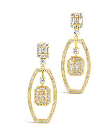 Серьги Sterling Forever Kendall с куб. цирконием, позолота