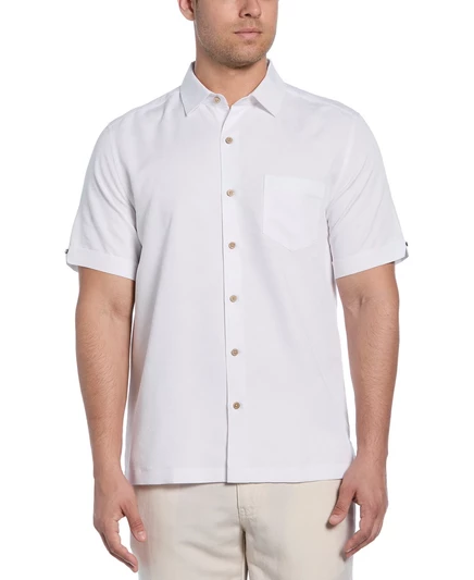 Мужская рубашка на пуговицах с коротким рукавом и принтом ладони Cubavera brilliant white