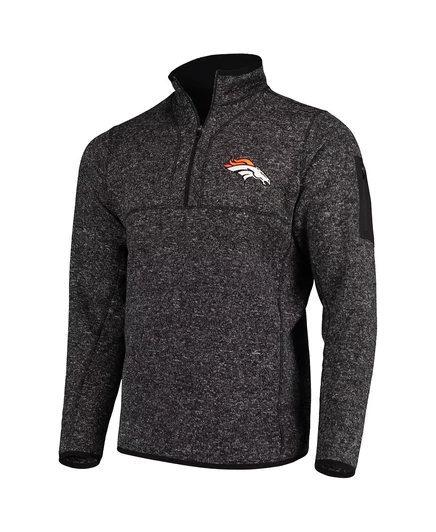Мужская куртка-пуловер Heather Black Denver Broncos Fortune с застежкой на четверть молнии от Antigua heather black