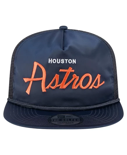 Новая мужская темно-синяя шляпа для гольфа Houston Astros в стиле ретро с атласным принтом, регулируемая по размеру. navy