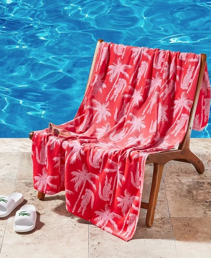 Полотенце пляжное Lacoste 91×183 см, розовое