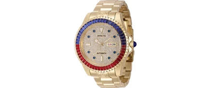 Мужские часы Invicta 46636 Pro Diver Automatic из золота с 3 стрелками и инкрустированным циферблатом. gold