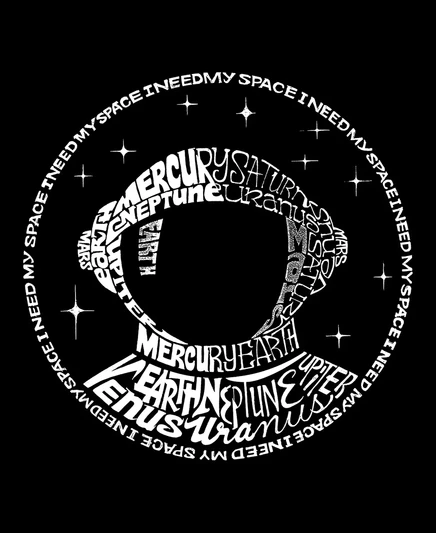 Мужская футболка Word Art I Need My Space с принтом black