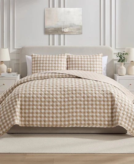 Комплект покрывала VCNY Gingham 3 пр. Full/Queen, бежевый