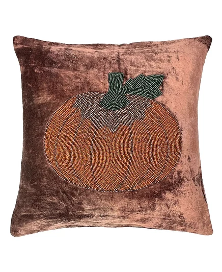 Подушка Mod Lifestyles Pumpkin бархатная с бисером, красная