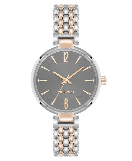 Женские часы Nine West 35 мм, серые, серебристо-розовые