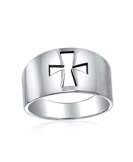 Кольцо Bling Jewelry печатка с крестом, серебро 925