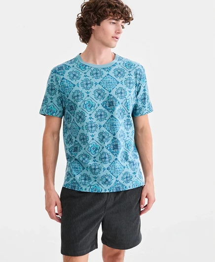 Мужская футболка Sun + Stone Ink Medallion Tiles, эксклюзивный зеленый цвет Macy's