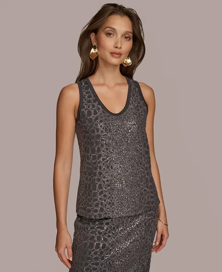 Женская майка Donna Karan, украшенная блестками iron