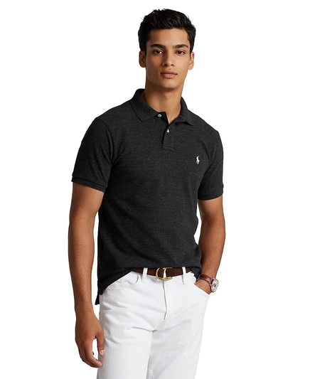 Мужское поло Polo Ralph Lauren Slim-Fit, чёрный меланж