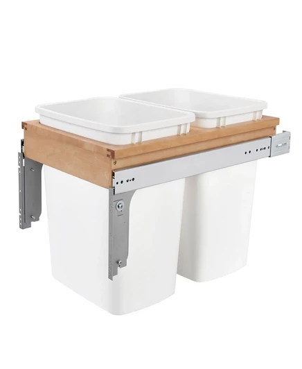 Двойное мусорное ведро Rev-A-Shelf 4WCTM-18DM2, белое