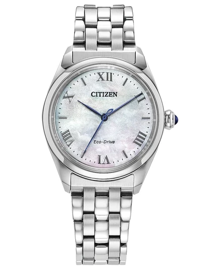 Классические женские часы Citizen с серебристым браслетом из нержавеющей стали, 33 мм, серебро