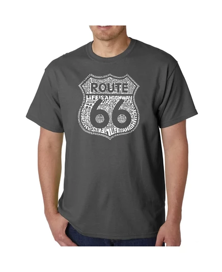 Мужская футболка с надписью Route 66 Life is a Highway в стиле поп-Арт от LA Pop Art gray