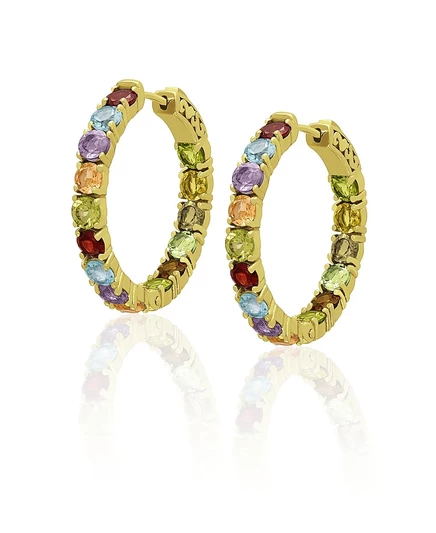 Серьги Macy's Inside-Out Hoop из серебра, многоцветные